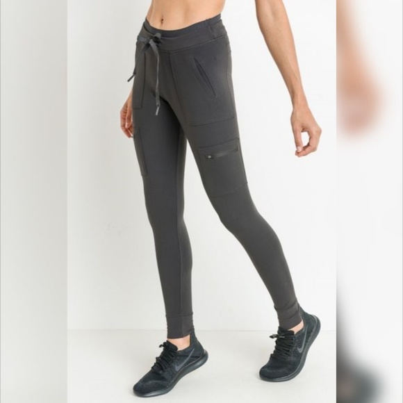 New Skinny Cargo Hybrid Full Leggings Charcoal - Picture 5 of 5